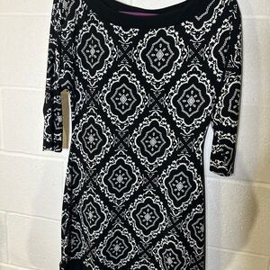 White House Black Market Geometric Black and White Dress